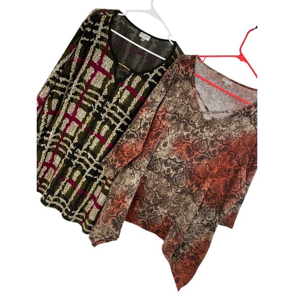 Avenue Womens Plus Size 26/28 3X 3/4 Sleeve Tops lot of 2 RZ10407 Tunic - Picture 1 of 12